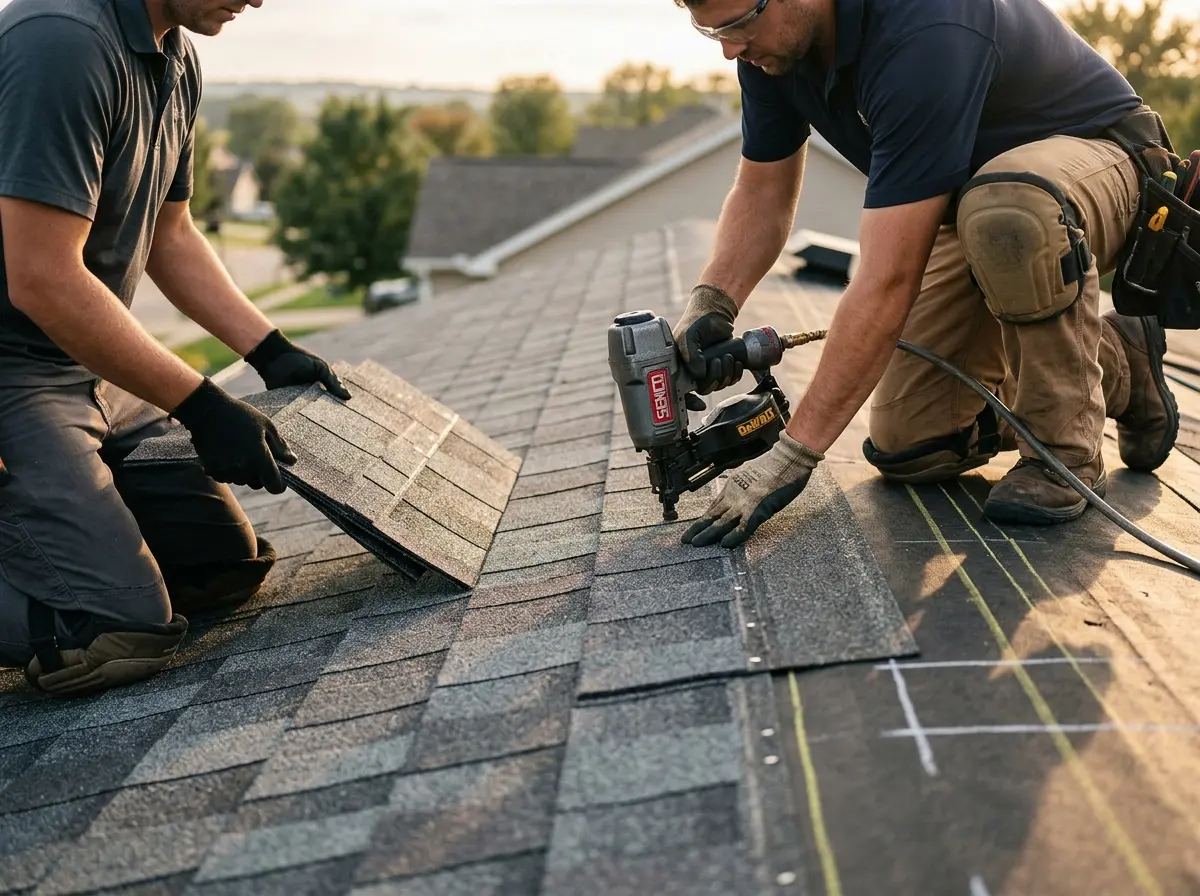 Professional roofer working on a residential roof in Makaha